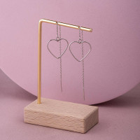 Серьги Длинные с сердцем